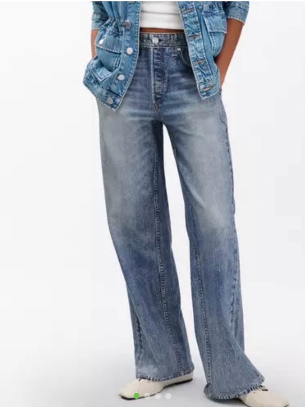 Rag & Bone Miramar Terry Sweatpants Washed Blue High-Rise Wide-Leg Jeans